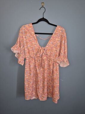 Peach Love California Pink Peach Floral Mini Dress